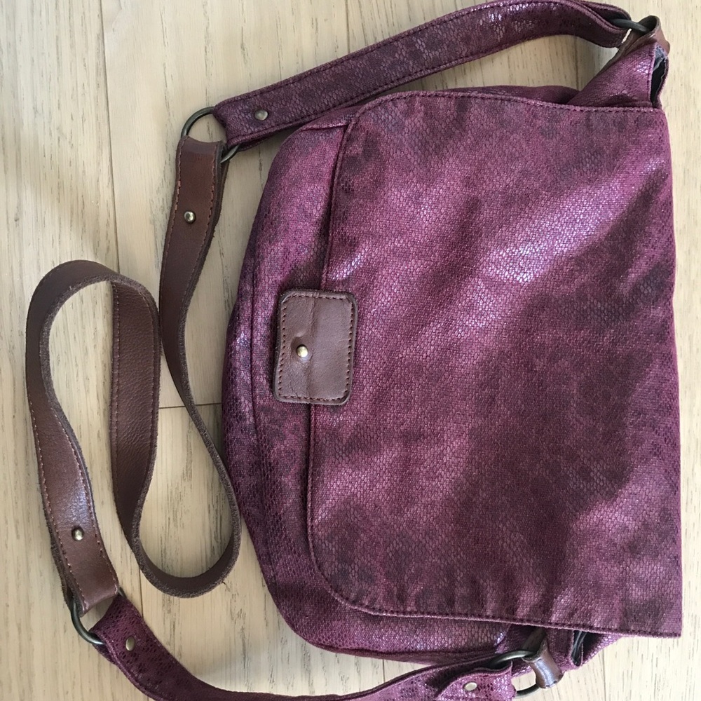 Burgundy Leopard Print Bag